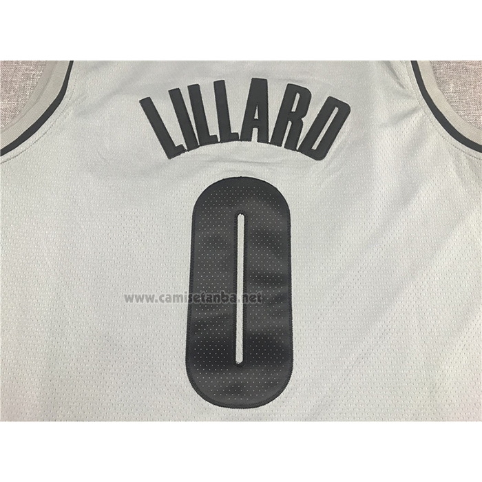 Camiseta Portland Trail Blazers Damian Lillard #0 Earned 2020-21 Gris